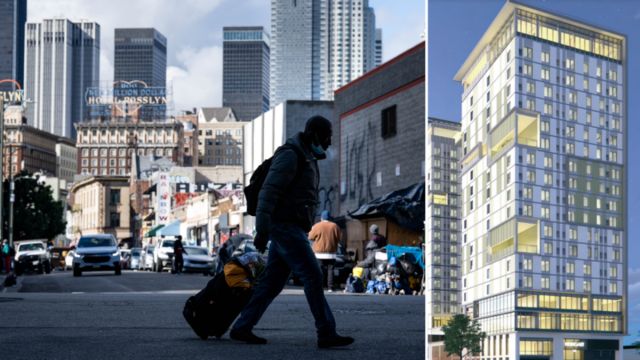 Huge Apartment Tower in California Will Have Private Rooms for the Homeless, a Gym, a Cafe, and Other Services