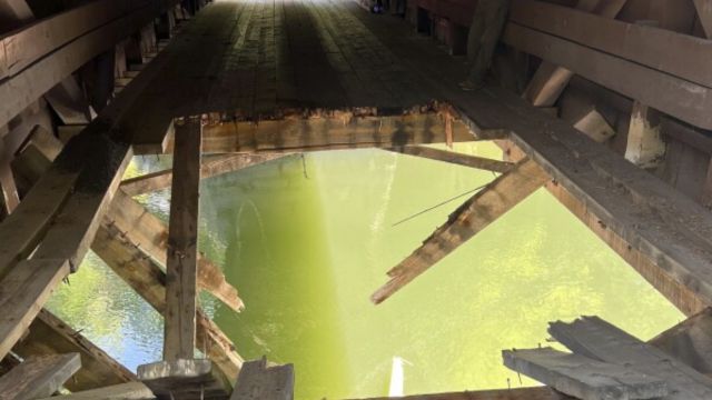 When a Dump Truck Crashed Into a River in Maine, It Left a Hole in the Covered Bridge