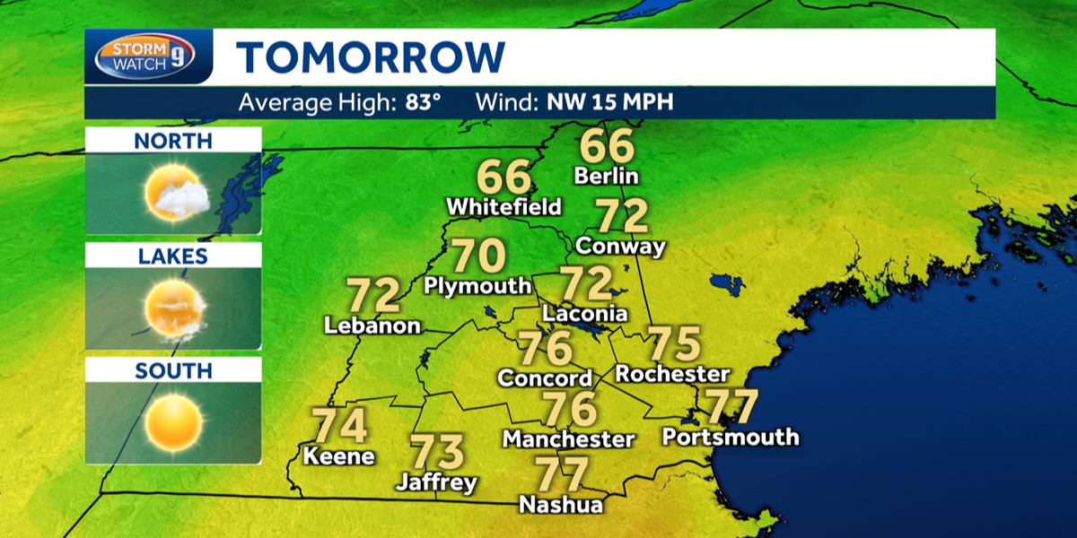 New Hampshire to See Bright, Clear Weather Monday After Heavy Sunday Rains